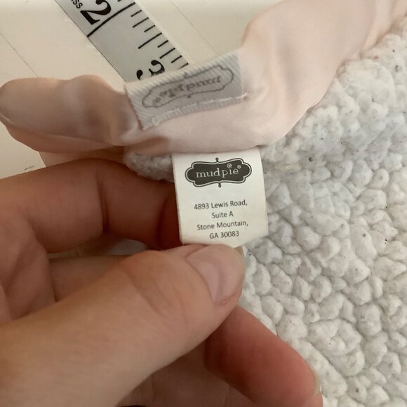 Mudpie Pink Elephant Baby Security Blanket Plush Lovey 12"x12" Soft Satin Trim - Picture 4 of 6